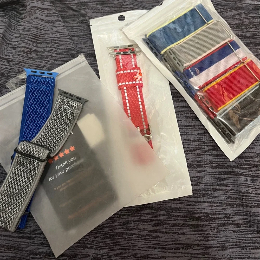 Lot of 8 Apple Watch Bands Pack – Stretchy Nylon Elastic & Sport Loop Straps